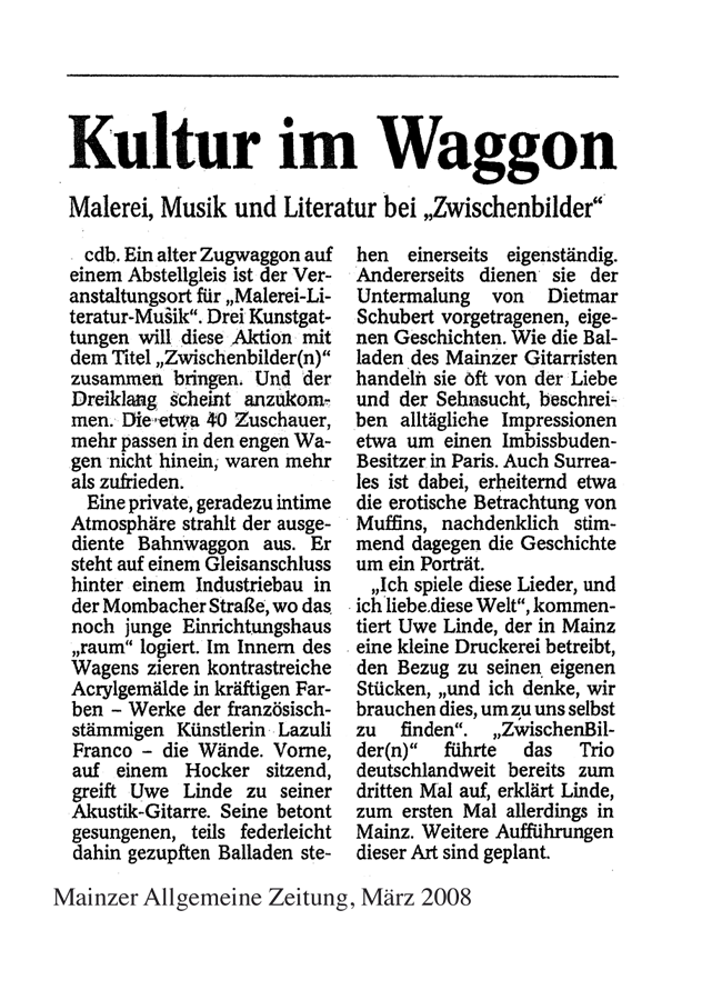 Kultur im Waggon